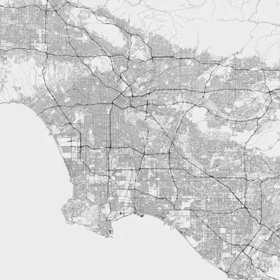 Los Angeles Urban Roadway Map (White) Art Print by Urbanmap iCanvas