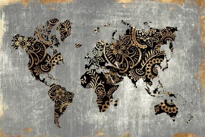 Gold World Map Canvas Gold World Map Canvas Wall Art By Eva Watts | Icanvas