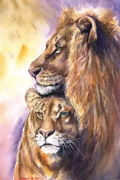 Lion Family Canvas Print by Dyachenko iCanvas