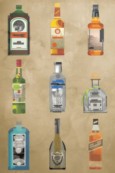 Liquor Bottles Canvas Art Print by 5by5collective iCanvas
