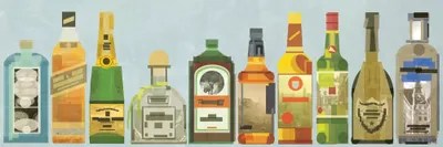 Liquor Bottles Pano Canvas Artwork by 5by5collective iCanvas