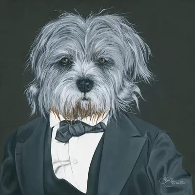 Dog in Suit Canvas Artwork by Hollihocks Art iCanvas