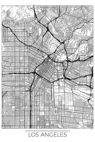 Los Angeles Minimal Urban Blueprint Canvas Wall Art Hubert Roguski