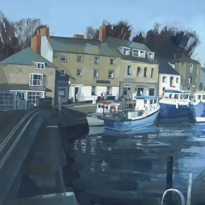 Blue Boats, Padstow Canvas Art by Claire Henley iCanvas