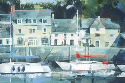 Moored Yachts, Padstow Canvas Art Print by Claire Henley iCanvas