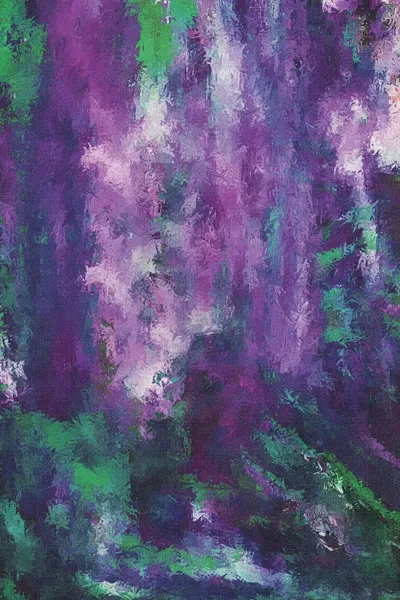 Abstraction In Green And Purple Canvas Art Print Ievgeniia Bidiuk