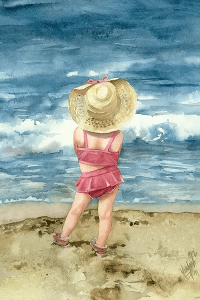 Big Hat Beach Girl Art Print by Judith Stein iCanvas