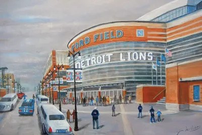Ford Field, Detroit Lions Canvas Wall Art by Jim Williams iCanvas