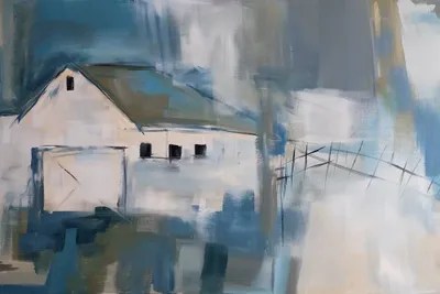 White Barn Canvas Art by Jane M. Robinson iCanvas