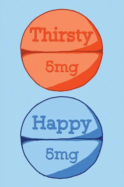 Thirsty Happy Happy Pill Blue Canvas Art Print Jaymie Metz iCanvas