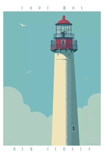 Cape May Lighthouse Travel Poster Canv Canvas Artwork Jim Zahniser