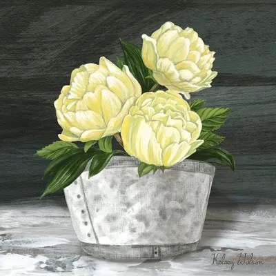 Farmhouse Garden SquarePeonies Canvas Art by Kelsey Wilson iCanvas