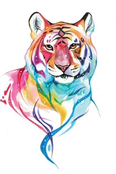 Rainbow Tiger I Art Print by Katy iCanvas
