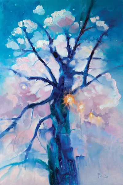 Blue Tree Canvas Artwork by Katharina Valeeva iCanvas