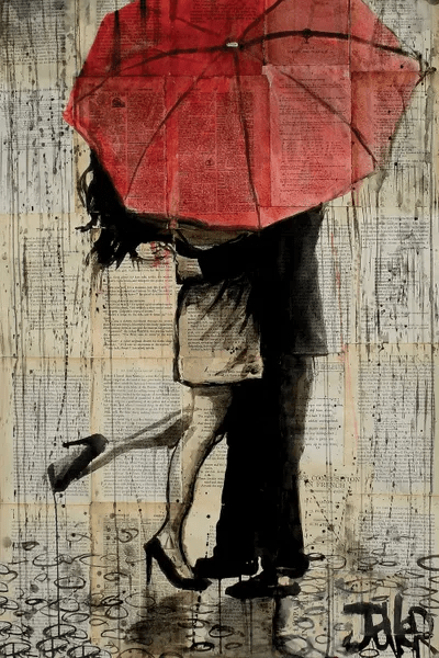Red Umbrella Canvas Art by Loui Jover iCanvas