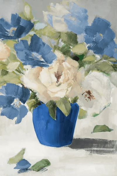 Shades Of Blue Floral Canvas Wall Art by Lanie Loreth iCanvas
