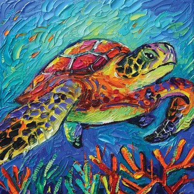 Colorful Turtle Canvas Art Print by Mona Edulesco iCanvas