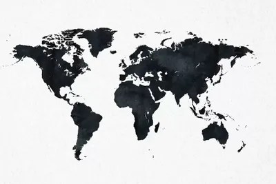 Black World Map Canvas World Map In Black And White Art Print By Nature Magick | Icanvas