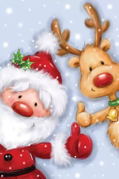 Santa and Reindeer III Canvas Art Print by MAKIKO iCanvas