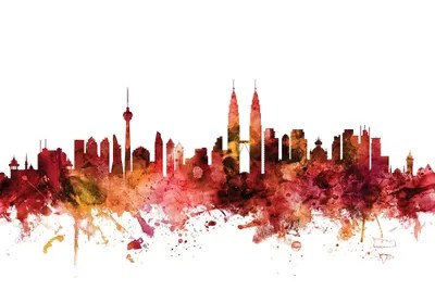 Kuala Lumpur, Malaysia Skyline Canvas Art by Michael Tompsett iCanvas