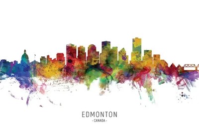 Edmonton Canada Skyline Canvas Wall Art by Michael Tompsett iCanvas