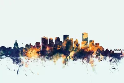 Edmonton, Canada On Blue Canvas Print by Michael Tompsett iCanvas