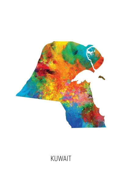 Kuwait Map Canvas Artwork by Michael Tompsett iCanvas