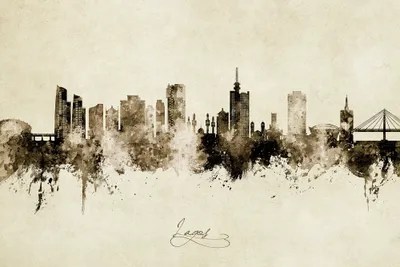 Lagos Nigeria Skyline Vintage Ca Canvas Art Print Michael Tompsett