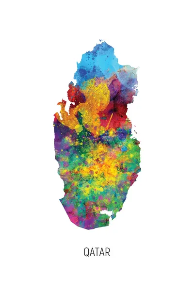 Qatar Map Canvas Print by Michael Tompsett iCanvas