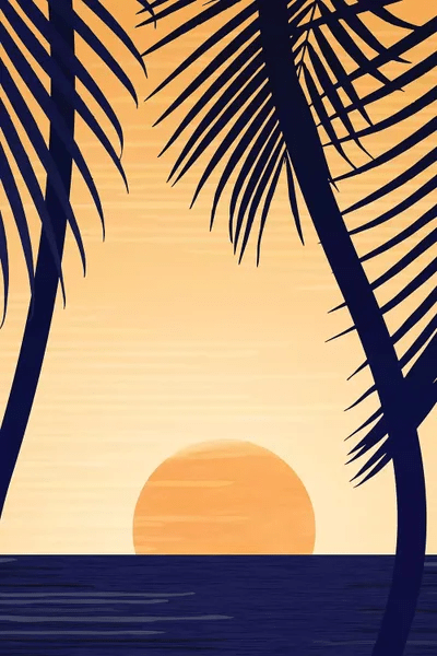 Golden Sunset Canvas Art by Modern Tropical iCanvas