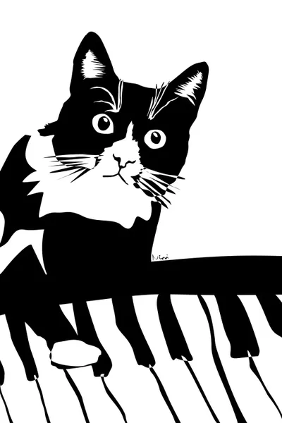 Piano Cat Canvas Art by Nisse Corona iCanvas