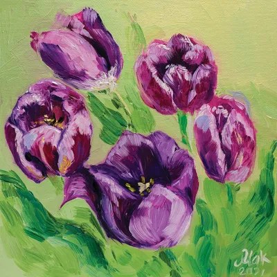 Purple Tulips Canvas Art Print by Nataly Mak iCanvas