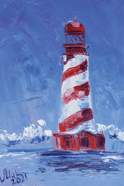 Michigan Lighthouse Canvas Wall Art by Nataly Mak iCanvas
