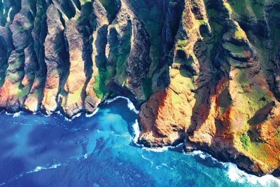 Aerial View Of The Napali Coastline In H Canvas Wall Art OLena Art