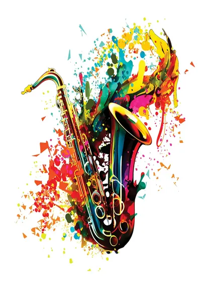 Modern Saxophone Design With An Abstract Canvas Wall Art OLena Art
