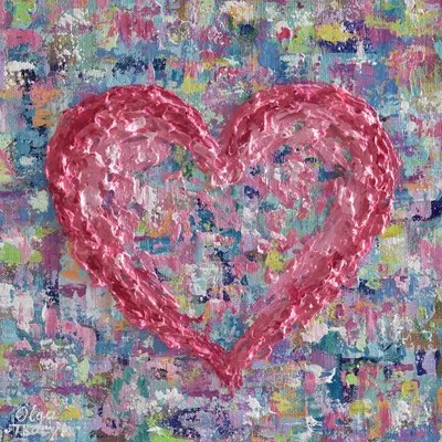 Pink Heart Canvas Wall Art by Olga Tkachyk iCanvas