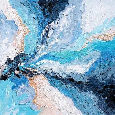 Blue, Grey And Gold Synergy II Canvas Print by Olga Tkachyk iCanvas