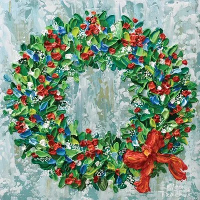 Christmas Wreath Canvas Wall Art by Olga Tkachyk iCanvas