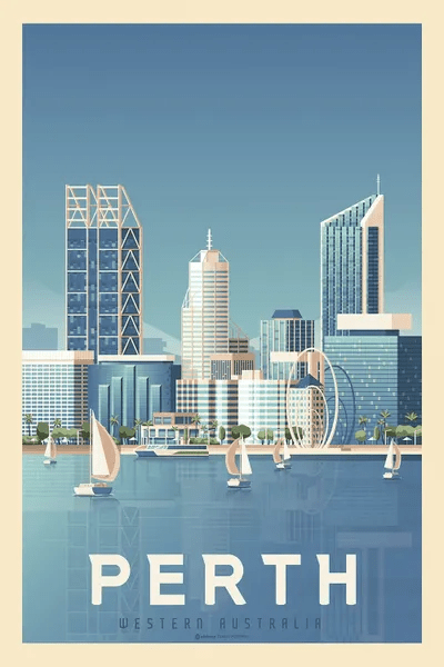 Perth Australia Travel Poste Canvas Artwork Olahoop Travel Posters