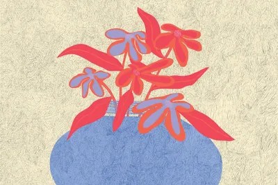 Blue Flower Vase Canvas Art by Flatowl iCanvas