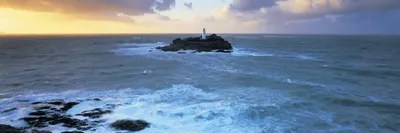 Godrevy Lighthouse, Godrevy Island, St Ives Bay, Cornwall, Art Print