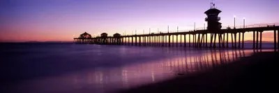 Huntington Beach Pier At Dusk, Huntington Beach, Oran Canvas Artwork