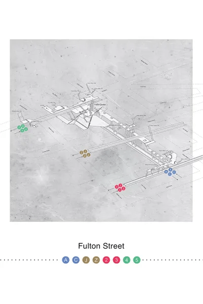 Fulton Street Station Map Fulton Street Station 3D Map Poster Man... Project Subway NYC iCanvas