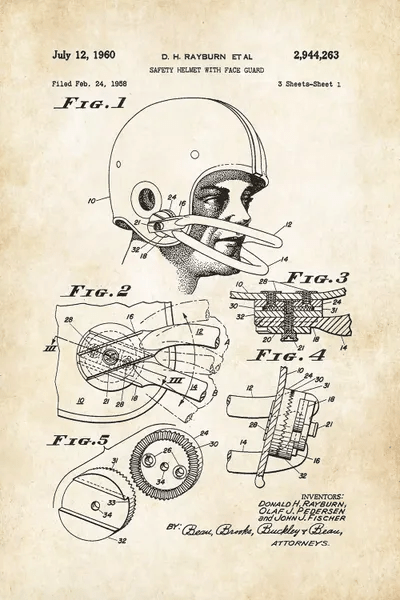 Football Helmet Canvas Art Print by Patent77 iCanvas