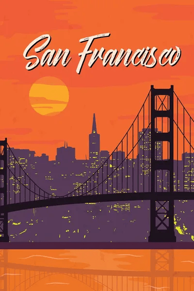 San Francisco Vintage Poster Travel Ca Canvas Wall Art Paul Rommer