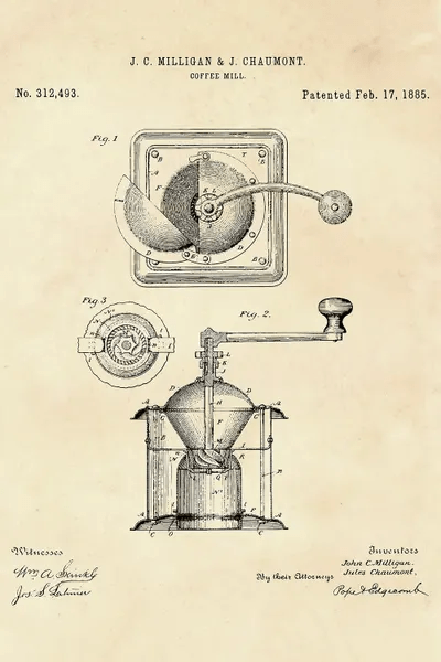 Coffee Mill Patent II Canvas Artwork by Paul Rommer iCanvas