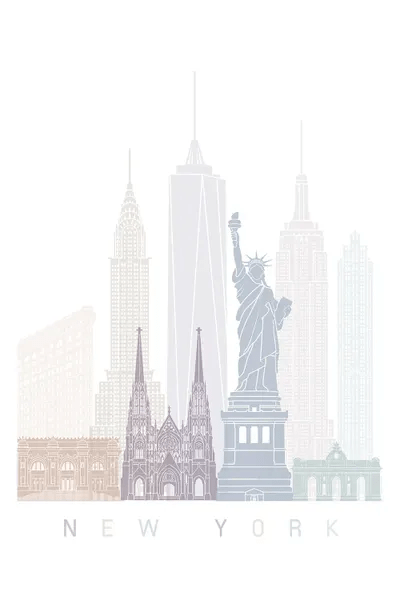 New York Skyline Poster Pastel Canvas Wall Art Paul Rommer iCanvas