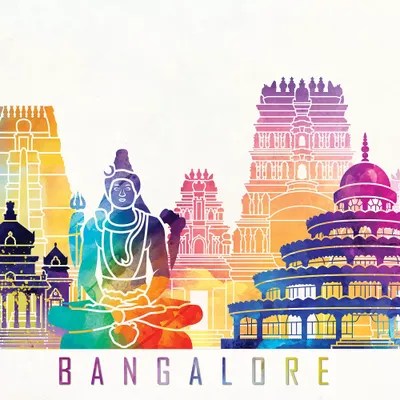 Bangalore Landmarks Watercolor Poster Canva Canvas Art Paul Rommer