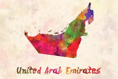 United Arab Emirates In Watercolor Canvas Art by Paul Rommer iCanvas