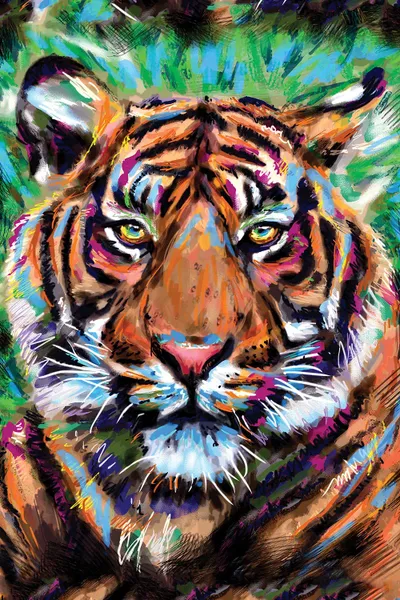 Tiger Art Print by Rockchromatic iCanvas